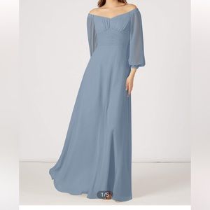 Azazie Rubina blue dress
